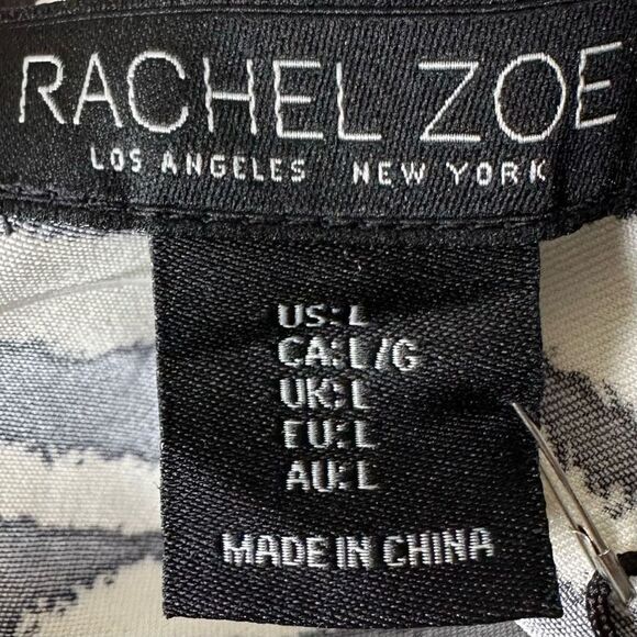 NWT Rachel Zoe Zebra Stripe Collared Button Down Short sleeve Satin Blouse - Picture 7 of 9